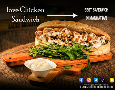 Restaurant Social Media Ad design – Chicken Sandwich advertising design animation brand visuals brandidentity branding design food business graphic design illustration logo motion graphics vector