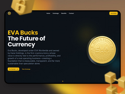 EVA Bucks – Cryptocurrency Website Design blockchain landing page crypto crypto currency dark ui design fintech landing page design modern website design ui design ux design