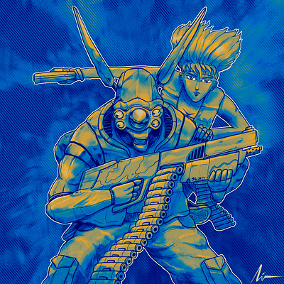 "Tribute to Appleseed" art branding character color pencil comic cover design draw dream fanart illustration manga music vintage water ink