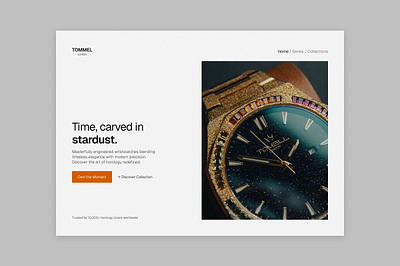 Time, Carved in Stardust — Luxury Watch Hero Concept focus gold grid hero inspiration landing london luxurious luxury minimal minimalism minimalui ui watch webdesign website