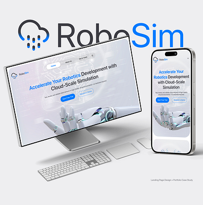 RoboSim-SaaS landing page UIUX & Branding brand design brand identity branding design fi figma landing page product design product designer robotics saas ui ui design uiux user interface ux ux design web design