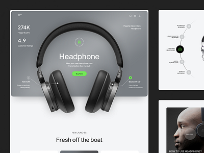 Headphone - E-Commerce Landing Page accessories audio buy e commerce earphone headphone headset landing page marketplace minimalist online order product purchasing shop shopify store ui web design website