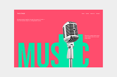 Hero Series 10 - Music/Karaoke Website bold typography entertainment entertainment website event event site hero hero section homepage karaoke karaoke site landing page main apge minimal layout music music website retro retro design ui ux web design