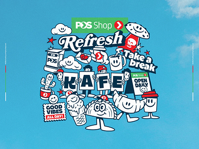 Pos Shop™ 2nd Anniversary character graphic design illustration malaysia mascot posmalaysia posshop shop stickerpack store street vector