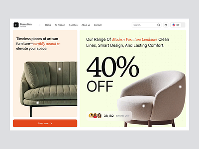 Furnifun - Furniture eCommerce Store amazon animation branding design ecommerce elementor framer furniture home landing page shop shopify sofa store ui webflow website wordpress
