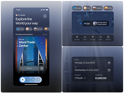 Exora - Travel Mobile App app app design app interfaces best app design card ui design home screen mobile mobile app design mobile app ui mobile ui mobile ui design mobile ux modern app ui modern ui travel app ui ui design ui ux design ux