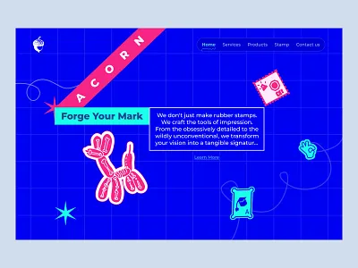 Stamp Website Design – ACORN bold colors colorful ui crazy website creative direction creative website digital playground experimental design fun illustration grid layout homepage design landing page modern website out of the box playful ui stamp website uiux design unique concept vibrant design visual storytelling website design