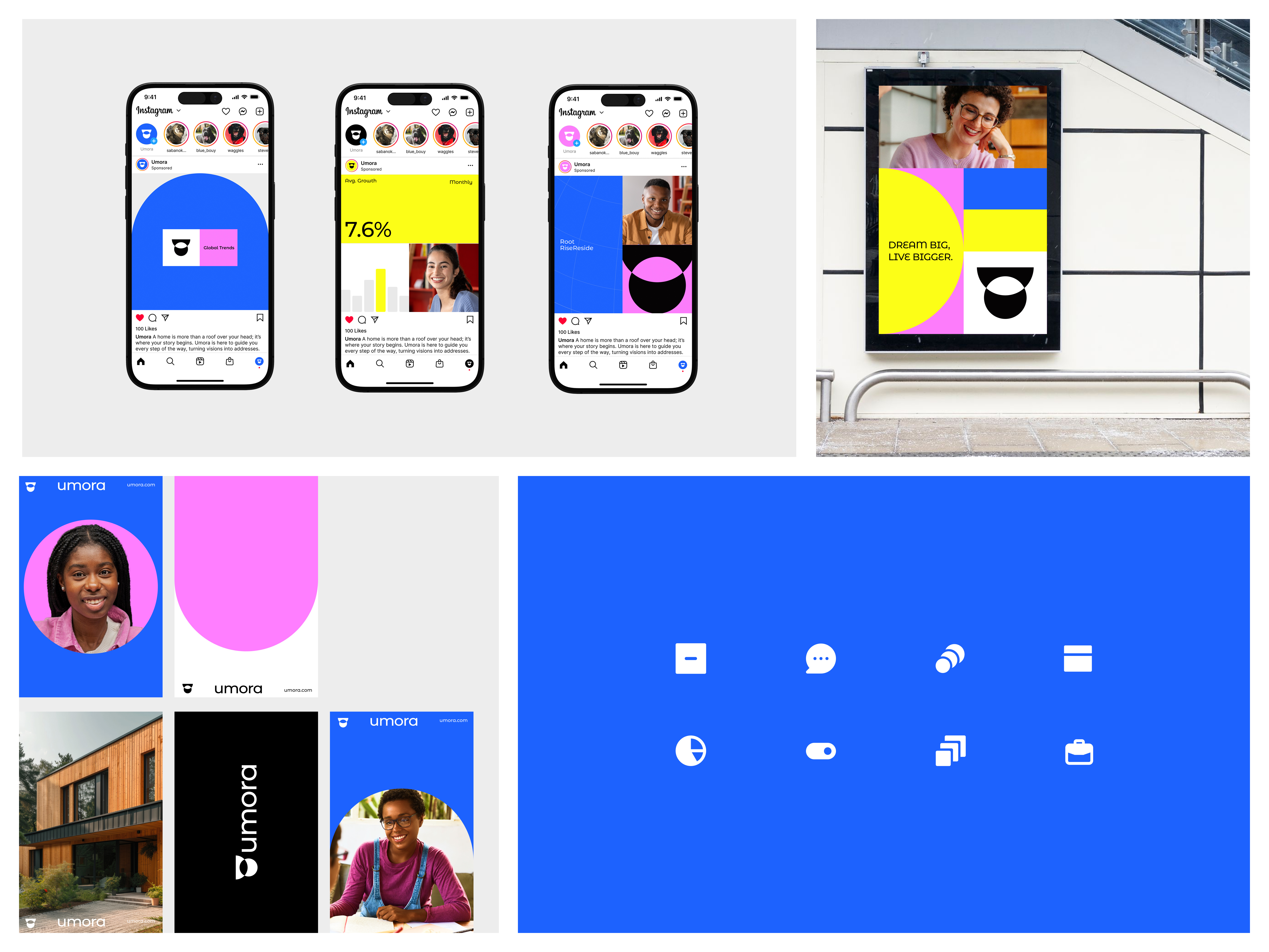 Umora - Logo & Brand Identity Design agency branding best design agency best logo brand identity branding colorful branding corporate brand corporate branding house branding icons logo design real estate branding top design u logo ui brand unique logo vexo lab agency visual identity