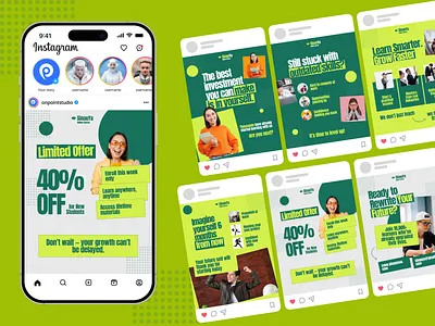 Online Course Social Media Post Carousel course design education instagram post online course school skills social media post student study ui ux