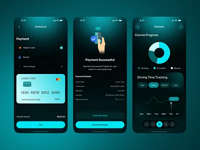 Payment And Statistic Screen car driving car driving school car mobile app cleandesign driving car driving school fintechui mobile screen modernui payment payment and statistic screen payment method payment screen paymentui statistic statistic screen userinterface