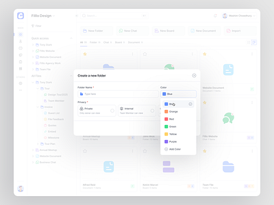 Clorio - Client portal Modal agency client design folder management portal projects saas saas modal task ui ui design uiux webapp website workspace