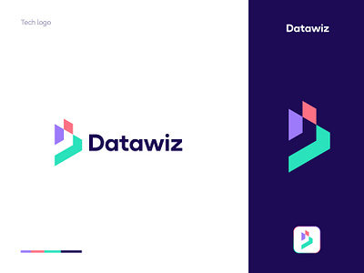 Modern Tech Logo Design for Datawiz | Geometric Branding app icon design brand brand aesthetics branding concept colorful creative logo datawiz design system icon innovative branding logo logo layout modern branding stylized letter d tech startup unique