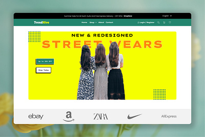 TrendHive – Modern Fashion E-commerce Landing Page 3d branding clothing fashion graphic design landing page street wear trend ui web design