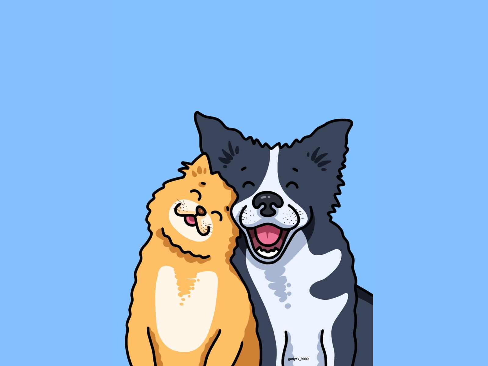 Buddies animal cat design dog doodle flat happy icon illustration logo