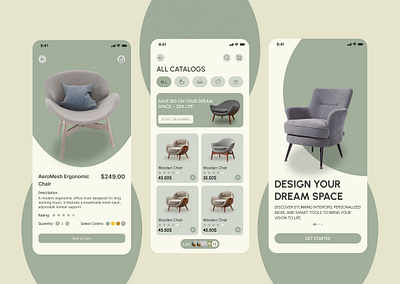 Modern Furniture E-Commerce App UI | Minimal & Elegant Shopping app redesign app ui clean ui ecommerce app figma design furniture app minimal design mobile app design mobile ux modern ui product design shopping app ui design ux design