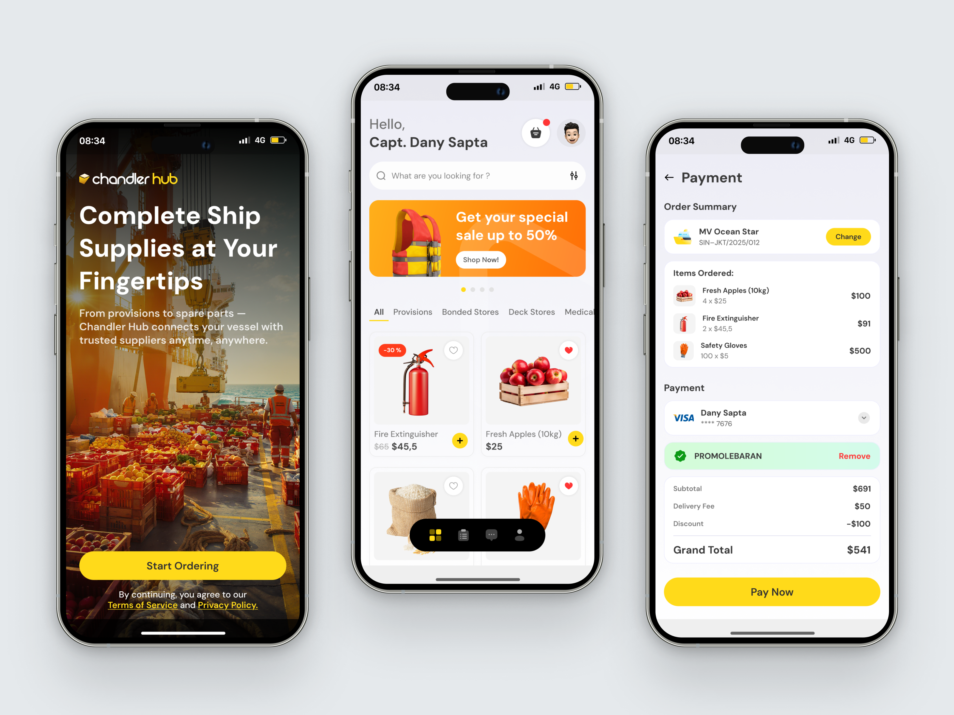 Ship Chandler App – Simplifying Vessel Supply Orders catalogue delivery e commerce food logistic maritime maritime app payment method pelabuhan pelindo port ship chandler shipping splash screen terminal vessel supplies