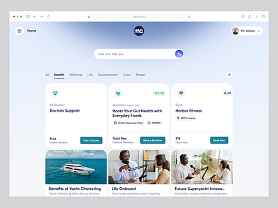 Havnlife – Wellness Platform — Yacht Crew branding fitness dashboard health saas illustration luxury yacht meditation meditation website mental health product design sailing travelling typography ui ux wavespace web design web development webflow wellness yacht yoga