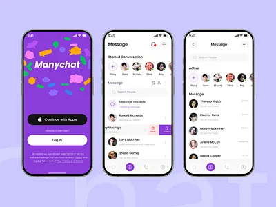 ManyChat Mobile App UI android app app design chat app chat bot communation contact list design friends instagram ios many chat message messenger mobile mobile app social network ui whatapp