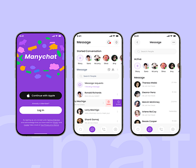 ManyChat Mobile App UI android app app design chat app chat bot communation contact list design friends instagram ios many chat message messenger mobile mobile app social network ui whatapp