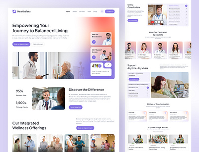 HealthVista - Modern Healthcare Website Design b2b doctor booking health saas health saas platform healthcare branding website healthcare portal design healthcare ui kit healthcare website hospital web design landing page medical landing page medical website ui modern medical website radiyal telehealth web design ui design ux for clinics web design web ui design website design