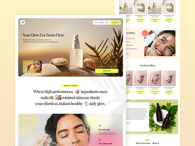 Glowory – Skincare Landing Page Design beauty product e commerce figma landing page minimal modern design online shop shop shop landing page skin care skin care product trending typography ui ui design uiux