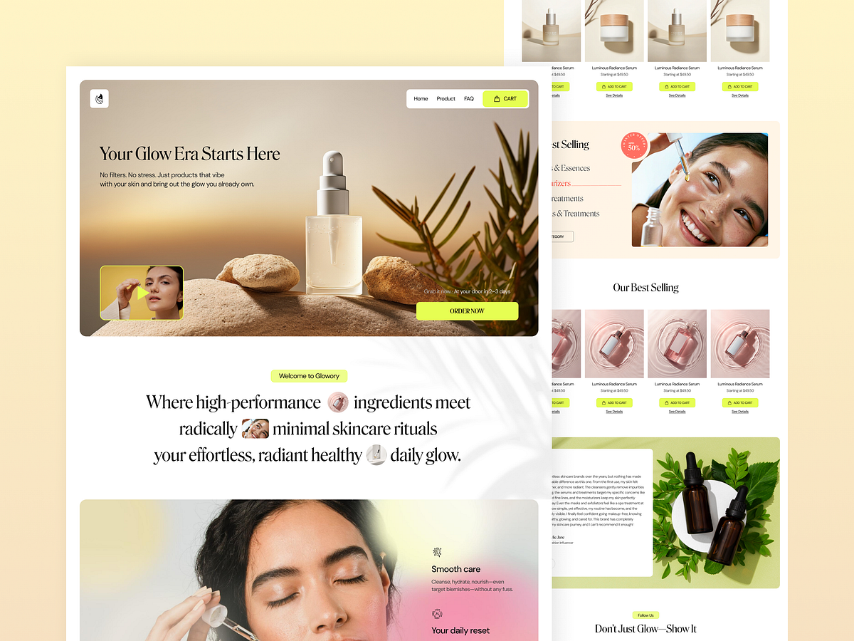 Glowory – Skincare Landing Page Design