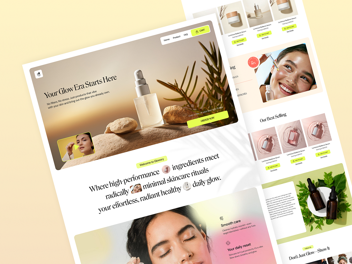 Glowory – Skincare Landing Page Design Image 1