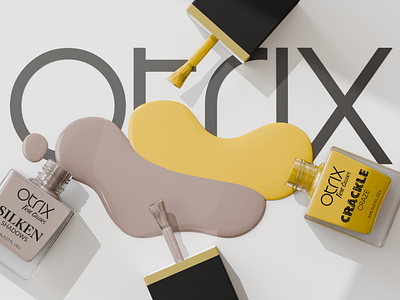 Otrix - 3d product modelling 3d 3drendering aboxagency crackle design logo mauve nail paint otrix silken true colors yellow