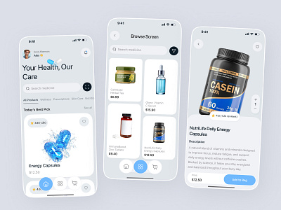 AI Medical & E-Pharmacy App app design clean e pharmacy health app healthcare app medical app medicine app minimal mobile app modern online order app pharmacy pharmacy app pharmacy mobile app