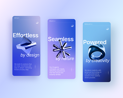Gradient Elegance: Minimal UI Cards for AI Branding 3d illustrations futuristic ui gradient ui minimal design modern interface ui design visual identity