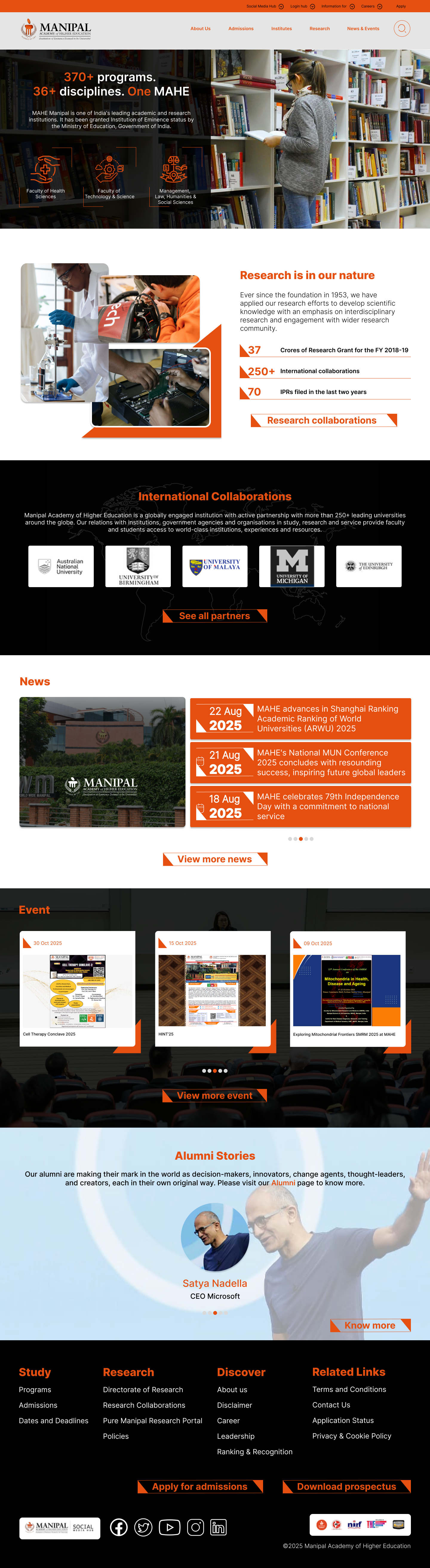 Manipal Website branding graphic design ui