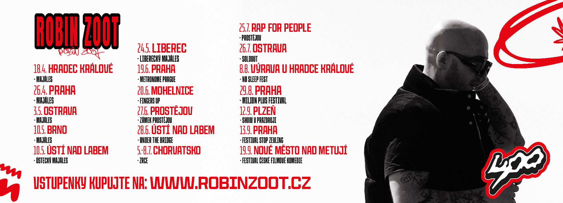 Robin Zoot - koncerty 2025 (FB úvodní foto) branding graphic design