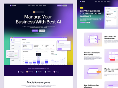 Landing page for SaaS ai ai landing website crm landing hero section home home page landing landing page saas page saas software website startup webdesign website saas