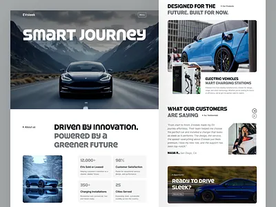 EVsleek – Modern Electric Vehicle Landing Page auto automobile automotive landing page batteries car website ui clean minimal ev ev design ev startup branding green power landing page luxury car web design modern uiux mountain sustainable mobility design suv tech tesla ui ux