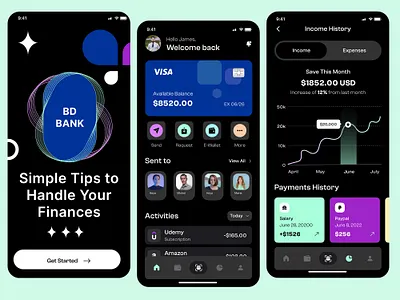 Finances Mobile App bank app design mobile app ui ui design ui ux design uiux ux ux design