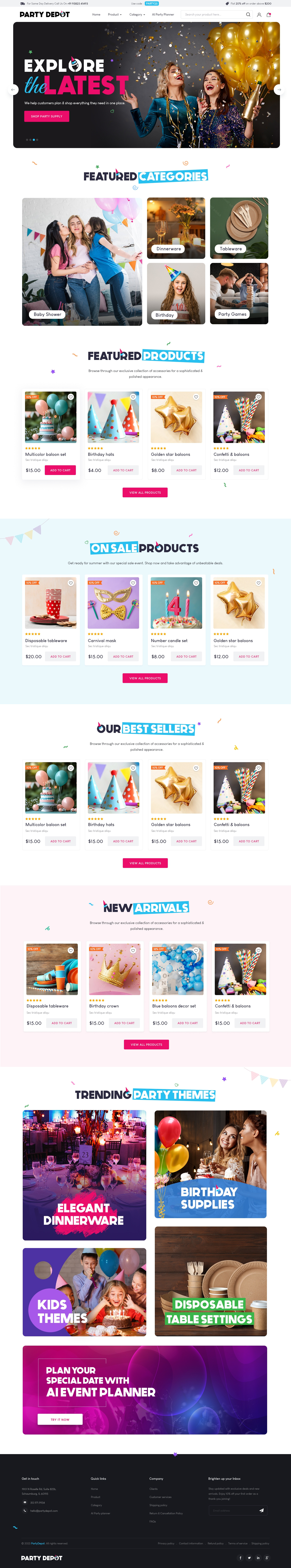 Party Depot branding ui uidesign webdesign website