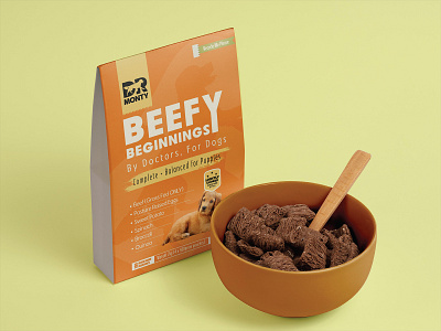 Beefy Beginnings Pet Food Pouch Packaging Design beefy beginnings food branding design discover dog food packaging food packaging graphic design packaging packaging design pet food packaging pouch design pouch packaging design printing product design product packaging design typography uiux web design website design