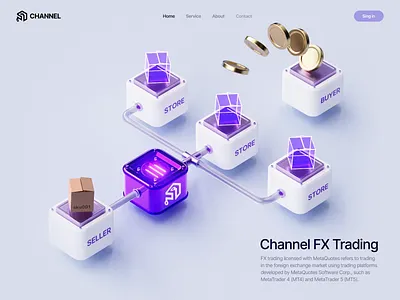 Channel how it works Lanfing page 3D animation 3d animation ai agents e commerce finance fintech hero hero image hero section icons landing landing page landingpage scheme web web design webdesign