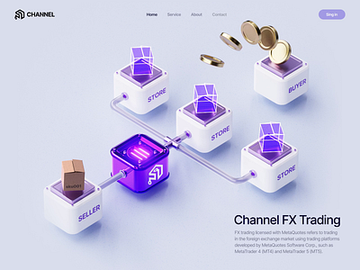Channel how it works Lanfing page 3D animation 3d animation ai agents e commerce finance fintech hero hero image hero section icons landing landing page landingpage scheme web web design webdesign