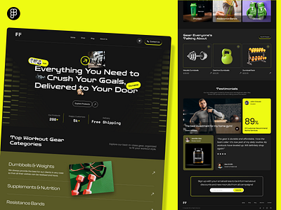 GymCommerce Homepage UI Design ecommerce ecommerce design fitness products gym gym ecommerce gym product gym store design home page home screen landing page minimalist online fitness store product design shop sport typography web design web page website workout equipment