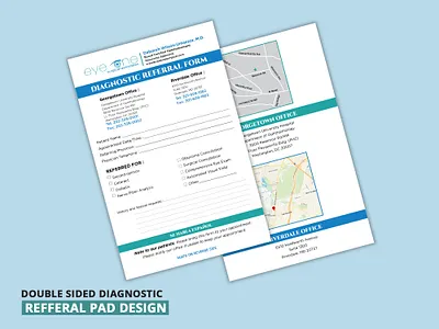 Double Sided Diagnostic Clint Referral pad design branding clint satisfied work customized work eyeone referral pad design graphic design trust project
