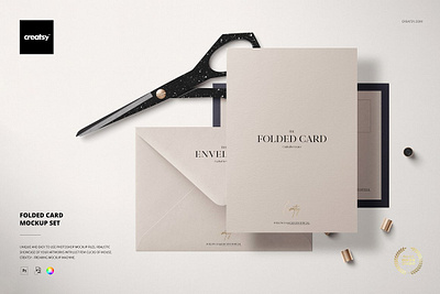 Folded Card Mockup Set card creatsy customizable design designed folded card mockup set generator mockup mockups printed cards smart object template wedding