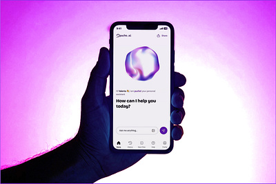 AI Assistant App – From Research to Final UI aiux artificialintelligence casestudy designthinking dribbble mobileappdesign moderndesign productdesign uidesign uiux uxcasestudy uxdesign