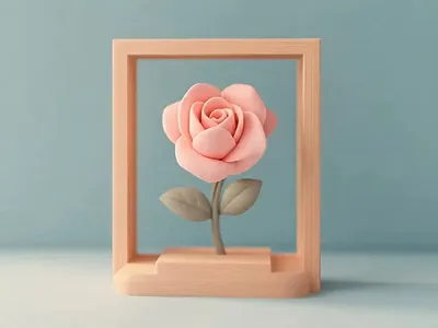 3D Cartoon Rose in Wooden Frame | Soft style 3d flower animation 3d 3danimation 3dart 3dicon 3dillustration 3dmodeling 3dmotiongraphic 3dobject 3drender animation
