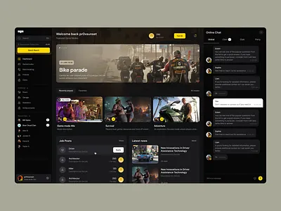 Gaming Dashboard UI Interface app clean ui dark mode dashboard design game ui gaming dashboard hawl interface minimal design modern ui product design ui ui design ux ux design vadim marchenko web app