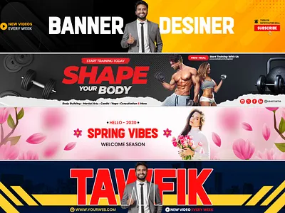 Eye-Catching YouTube Channel Banner Design banner design channel channel art civer design cover social media youtube banner youtube banner design youtube cover