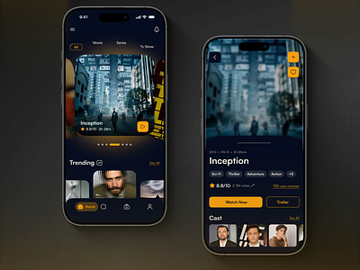 Movie Streaming App Concept app concept app design dark mode film app media app minimal design mobile app modern ui movie app streaming app ui design user interface ux video streaming