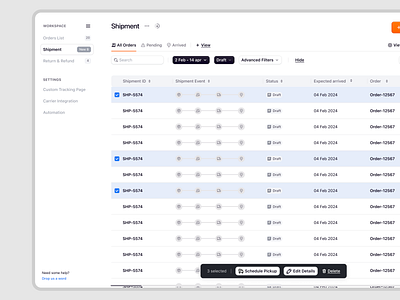 Ecomiq – Schedule a Pickup in Ecommerce SaaS crm dashboard ecommerce marketplace online shop online store order management product design saas saas design schedule shipment management shipping shipping management ui ux web builder web design