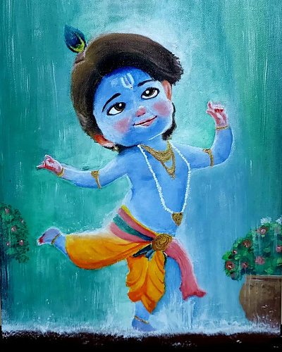 Little Krishna Acrylic Painting acrylics painting