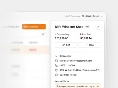 Customer Profile Panel billing clean contactpanel crm dashboard flat lightmode minimal profile saas shadcn shadcnui tailwind